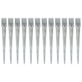 Vidaxl gemahlene Stifte 12 PCs 10 x 10 x 91 cm verzinkter Stahl Silberfarben