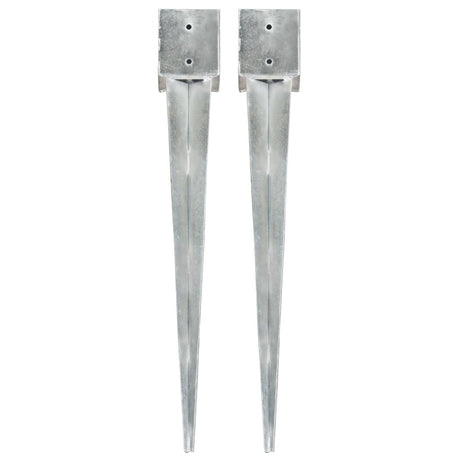 Vidaxl gemahlene Stifte 2 PCs 12x12x89 cm verzinkter Stahl Silber gefärbt