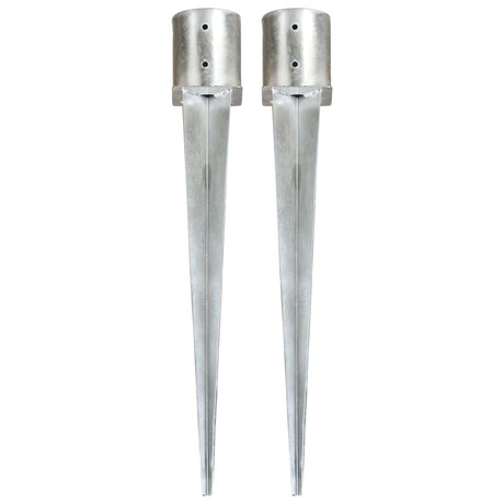 Vidaxl gemahlene Stifte 2 PCs 12x91 cm verzinkter Stahl Silberfarben