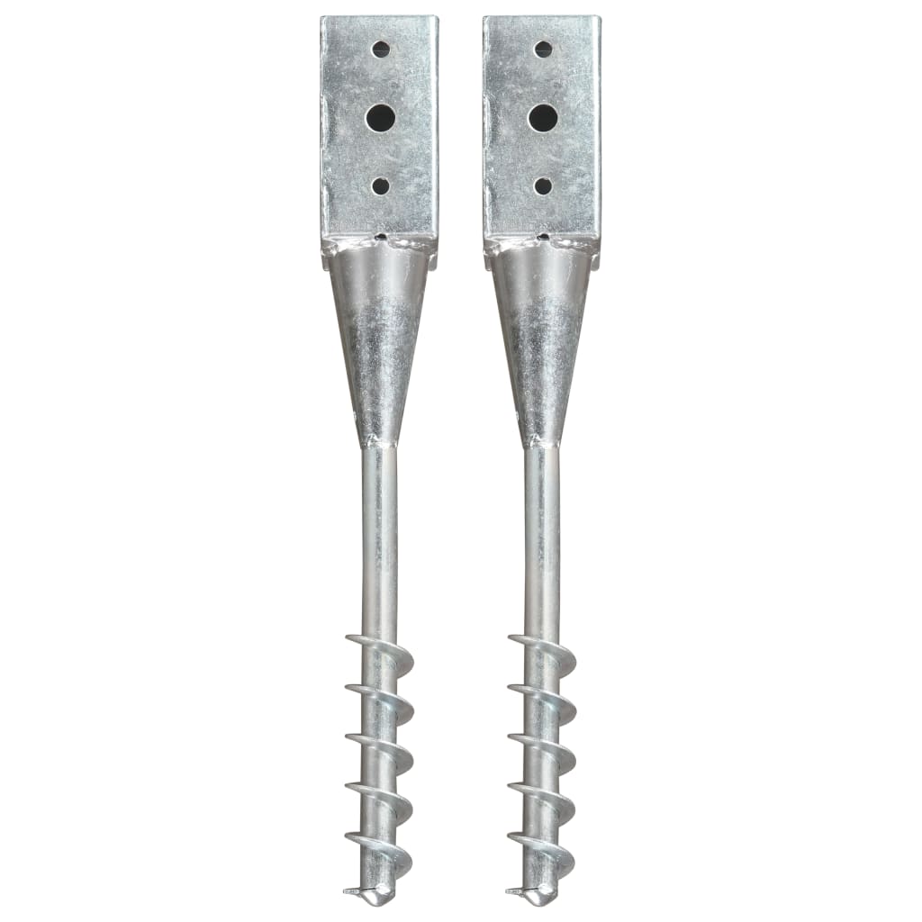 Vidaxl Ground Pins 2 PCS 7x7x56 cm galvanizované ocelové stříbrné barvy