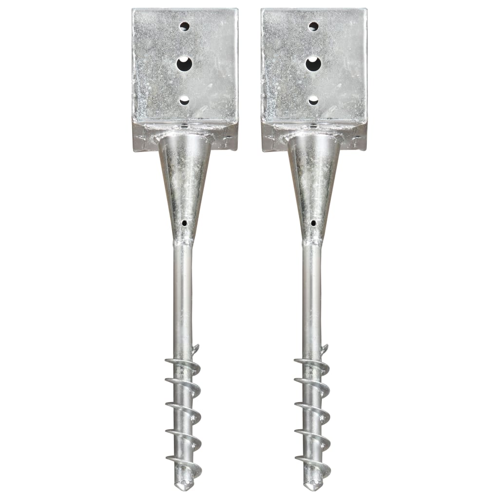 Vidaxl ground pins 2 pcs 12x12x56 cm galvanized steel silver colored