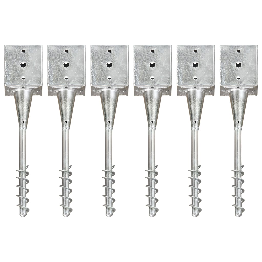 Vidaxl Ground Pins 6 PCS 12x12x56 cm galvaniseret stål sølvfarvet