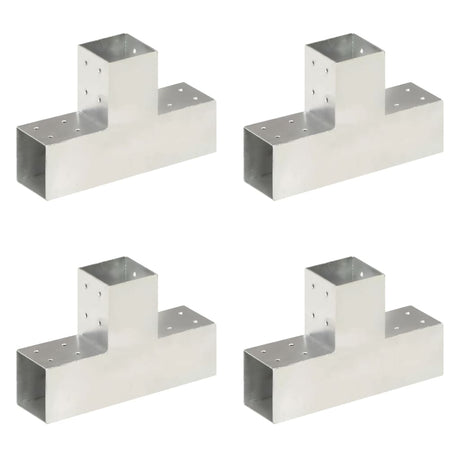 Vidaxl Pfostenverbindungen 4 Stück T-Form 81x81 mm verzinktes Metall