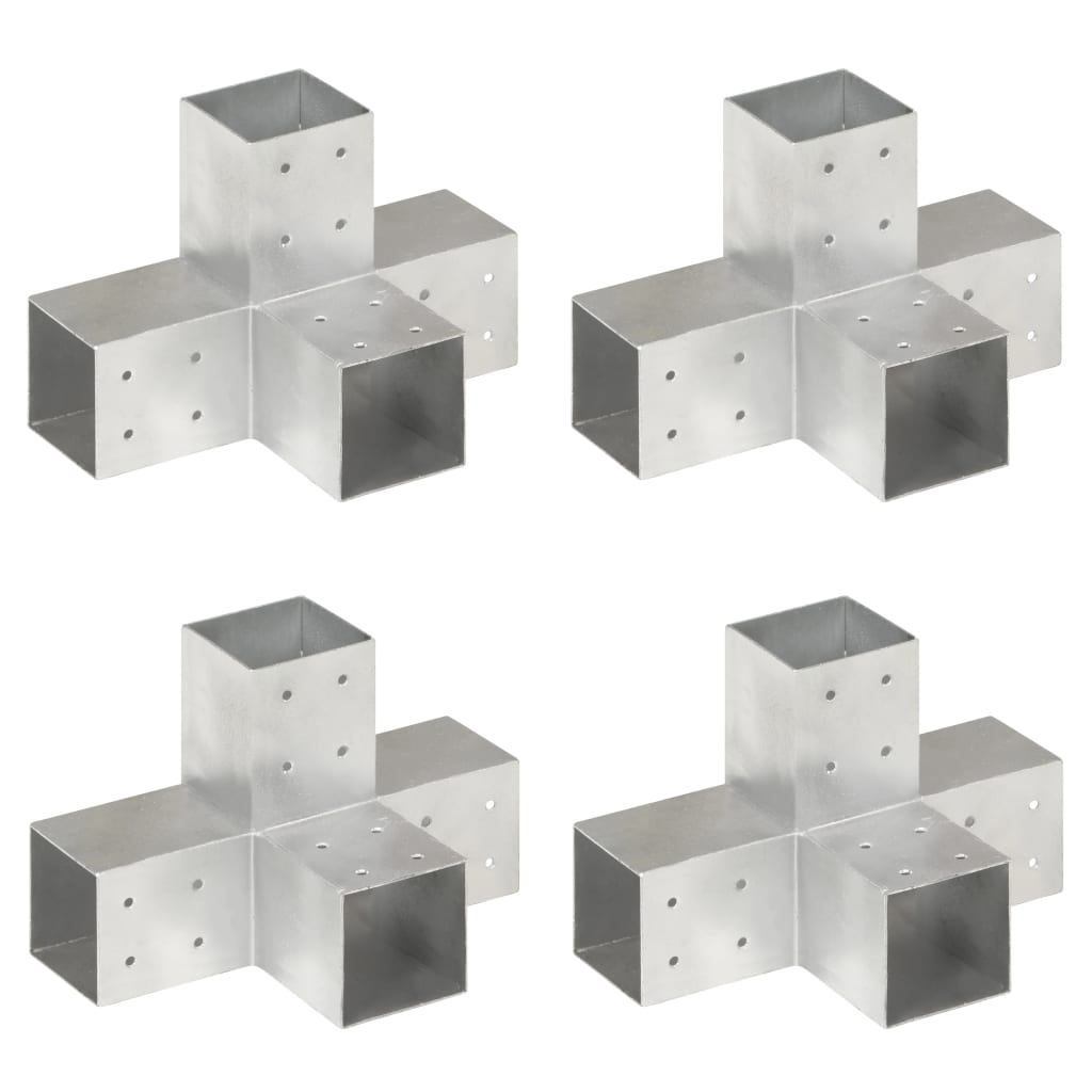 Vidaxl Pile Verbindungen 4 PC-Form 81X81 mm galvaniséiert Metal