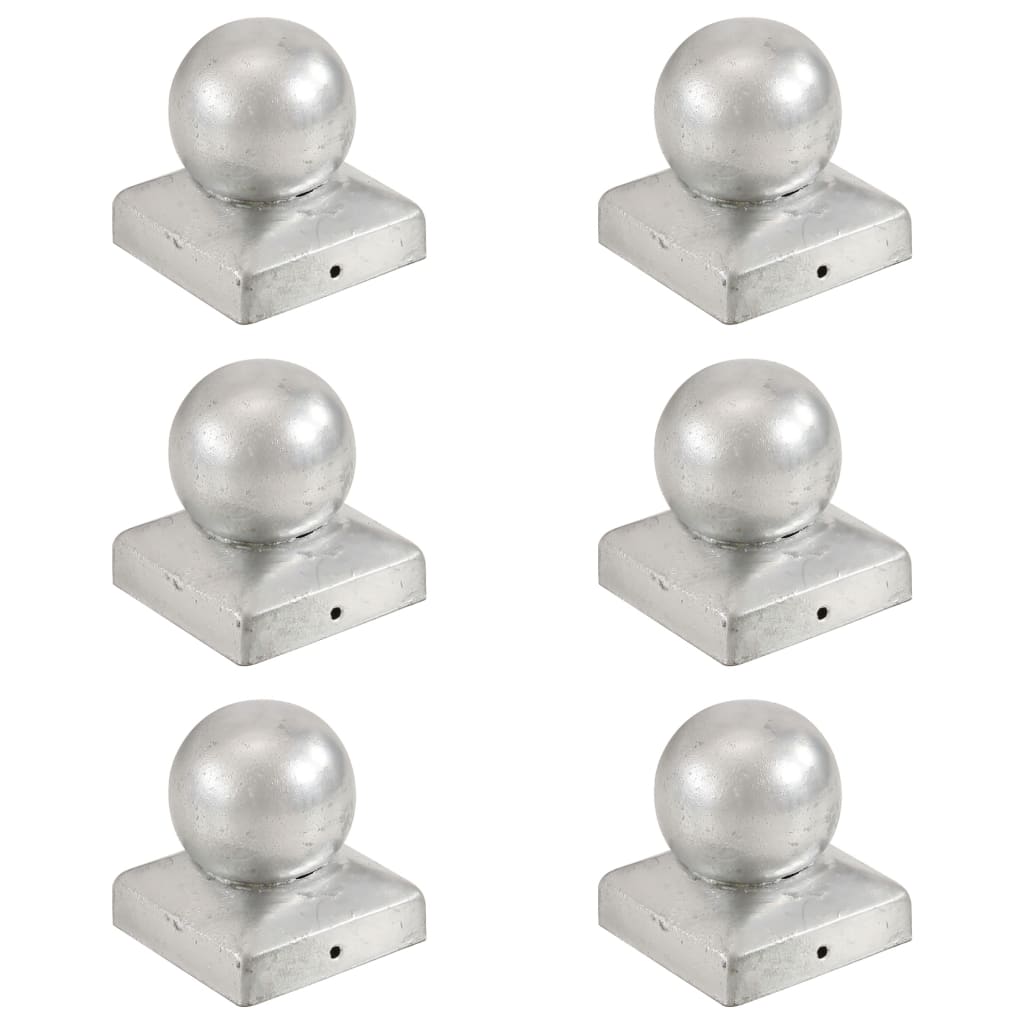 Vidaxl Pfostenkappen 6 Stück Kugel 71x71 mm verzinktes Metall