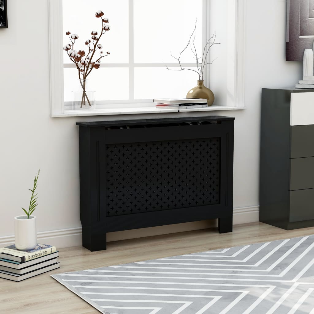 VIDAXL -Radiatorkonstruktion 112x19x81.5 cm MDF Schwarz