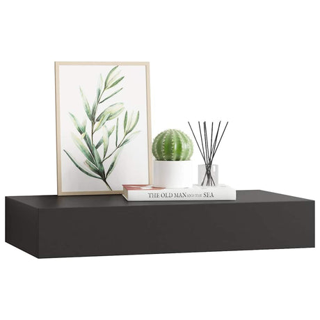 Vidaxl wandschap met lade zwevend 48x25x8 cm zwart
