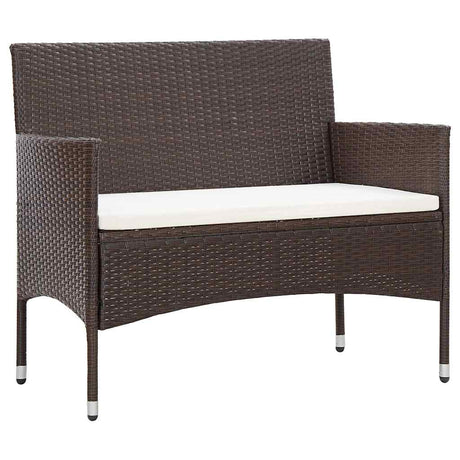 Vidaxl 4-delige loungeset met kussens poly rattan bruin