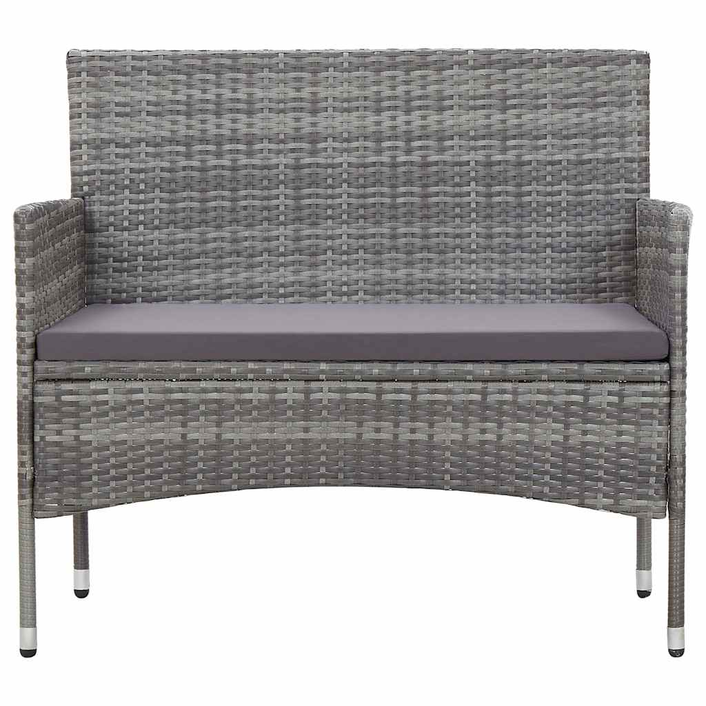 Vidaxl 4-delige loungeset met kussens poly rattan grijs