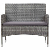 Vidaxl 4-delige loungeset met kussens poly rattan grijs