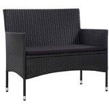 Vidaxl 4-delige loungeset met kussens poly rattan zwart