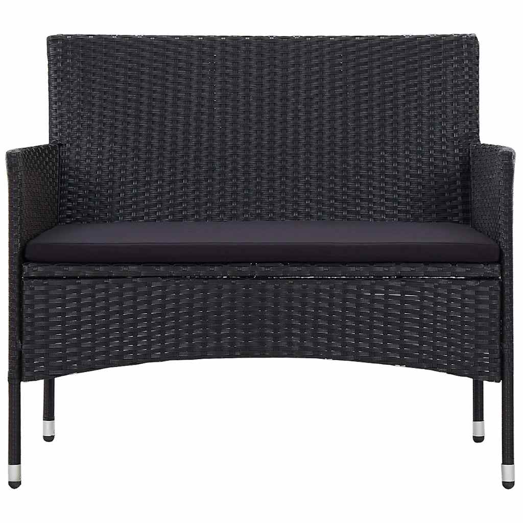 Vidaxl 4-delige loungeset met kussens poly rattan zwart