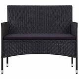 Vidaxl 4-delige loungeset met kussens poly rattan zwart