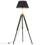 Vidaxl Floor Lamp Driepoot 141 cm Solid teak sort og guldfarvet