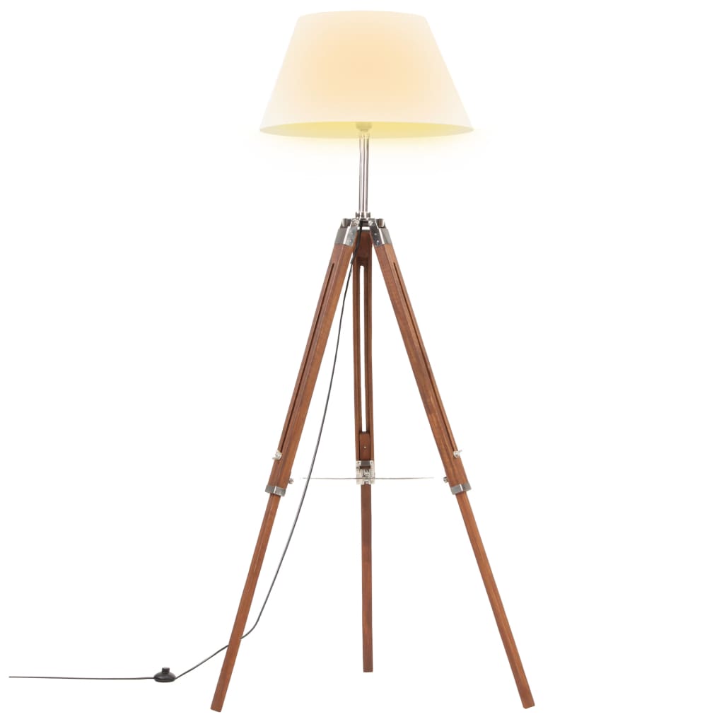 Vidaxl gulvlampe Driepoot 141 cm Solid teak honningbrun og hvit