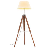 Vidaxl golvlampa driepoot 141 cm fast teak honungbrun och vit