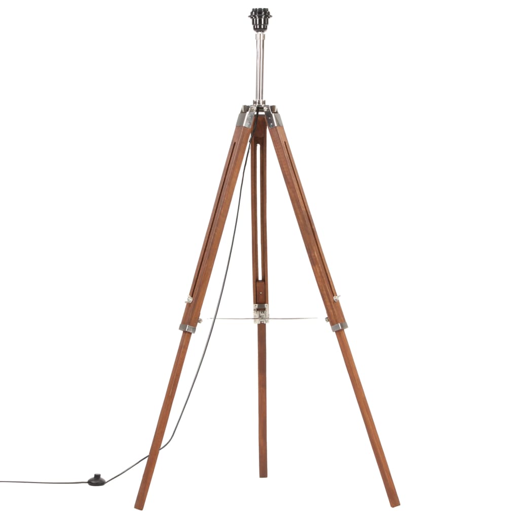 Lampa podłogowa vidaxl Driepoot 141 cm Solid Teak miód brązowy i biały