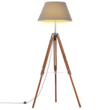 Vidaxl gulvlampe driepoot 141 cm solid teak honningbrun og grå