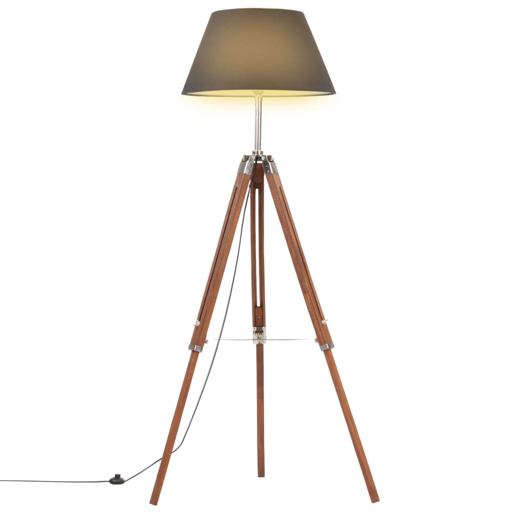 Vidaxl Lampada da pavimento Driepoot 141 cm Teak solido Miele marrone e nero