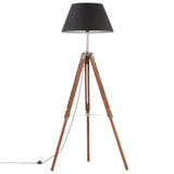 Vidaxl vloerlamp driepoot 141 cm massief teakhout honingbruin en zwart