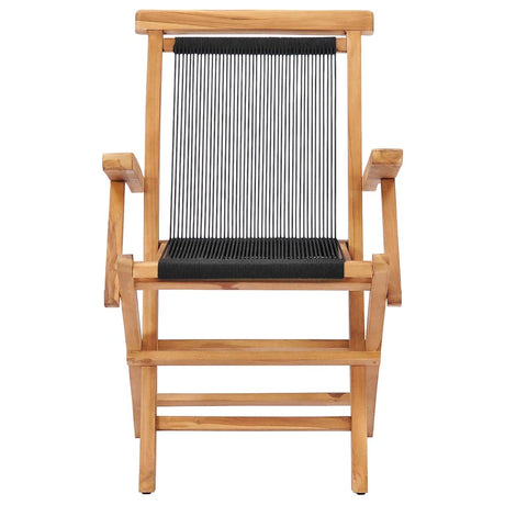 Vidaxl tuinstoelen inklapbaar 2 st massief teakhout en touw