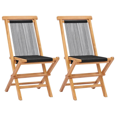 Vidaxl tuinstoelen inklapbaar 2 st massief teakhout en touw