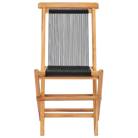 Vidaxl tuinstoelen inklapbaar 2 st massief teakhout en touw