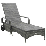 Vidaxl ligbed met wielen poly rattan antraciet