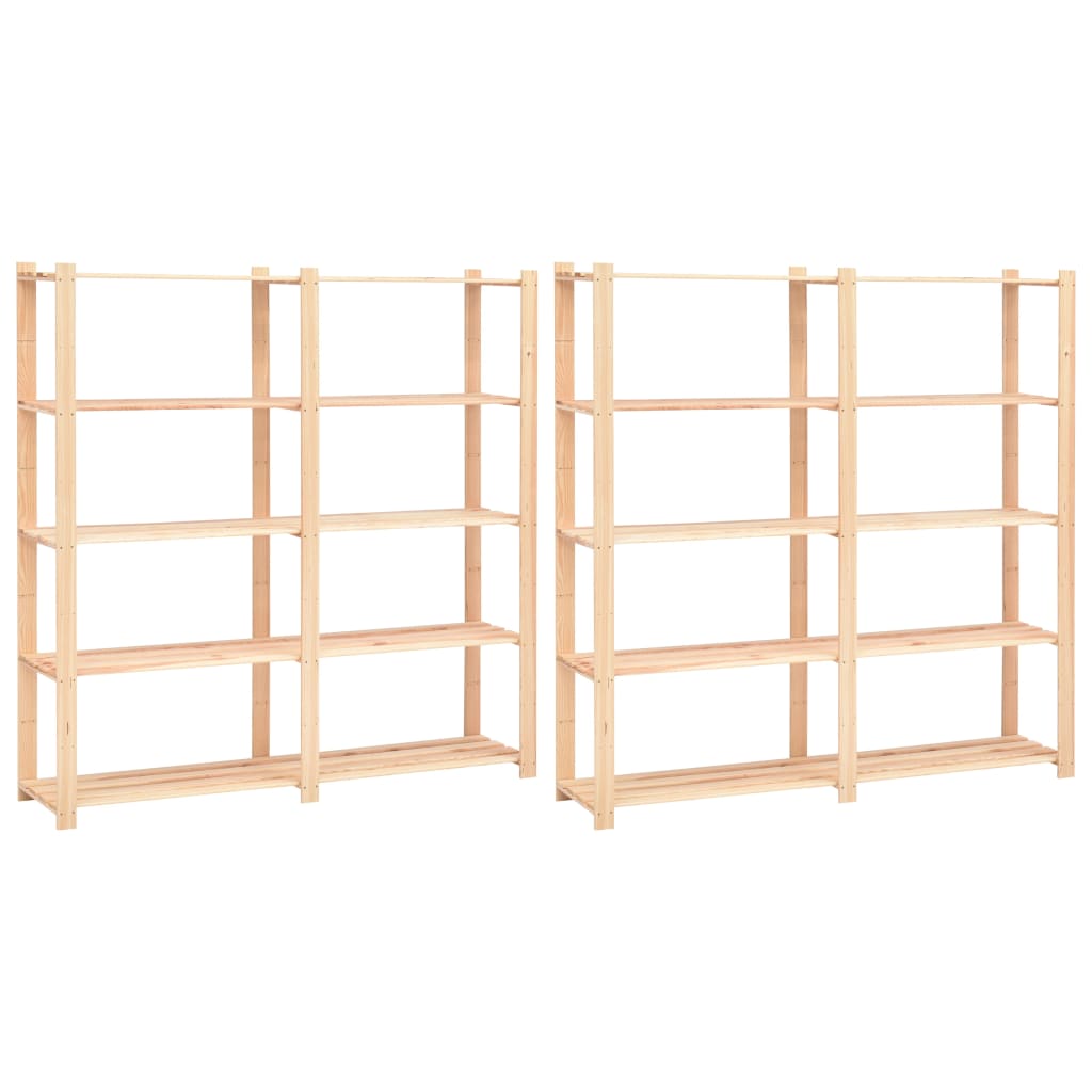 Vidaxl lagringsstativ 5-lag 2 PCS 170x38x170 cm Pine tre 500 kg