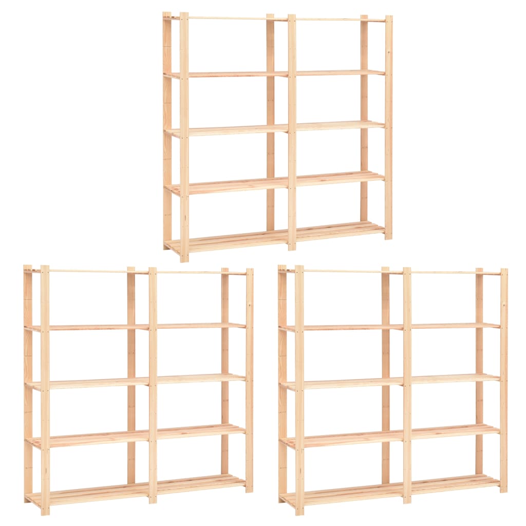 Vidaxl Storage Racks 5-lags 3 PCS 170x38x170 cm Pine tre 500 kg