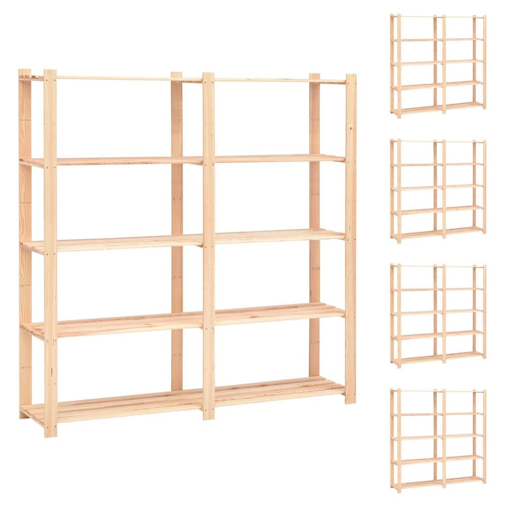 Vidaxl storage racks 5-layer 5 pcs 170x38x170 cm pine wood 500 kg