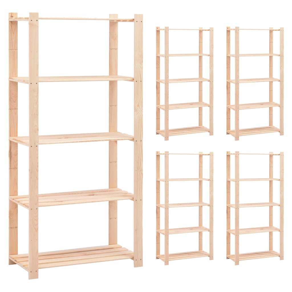 Vidaxl Späichere Racks 5-Layer 5 st 80x38x170 cm Pine Holz 250 kg