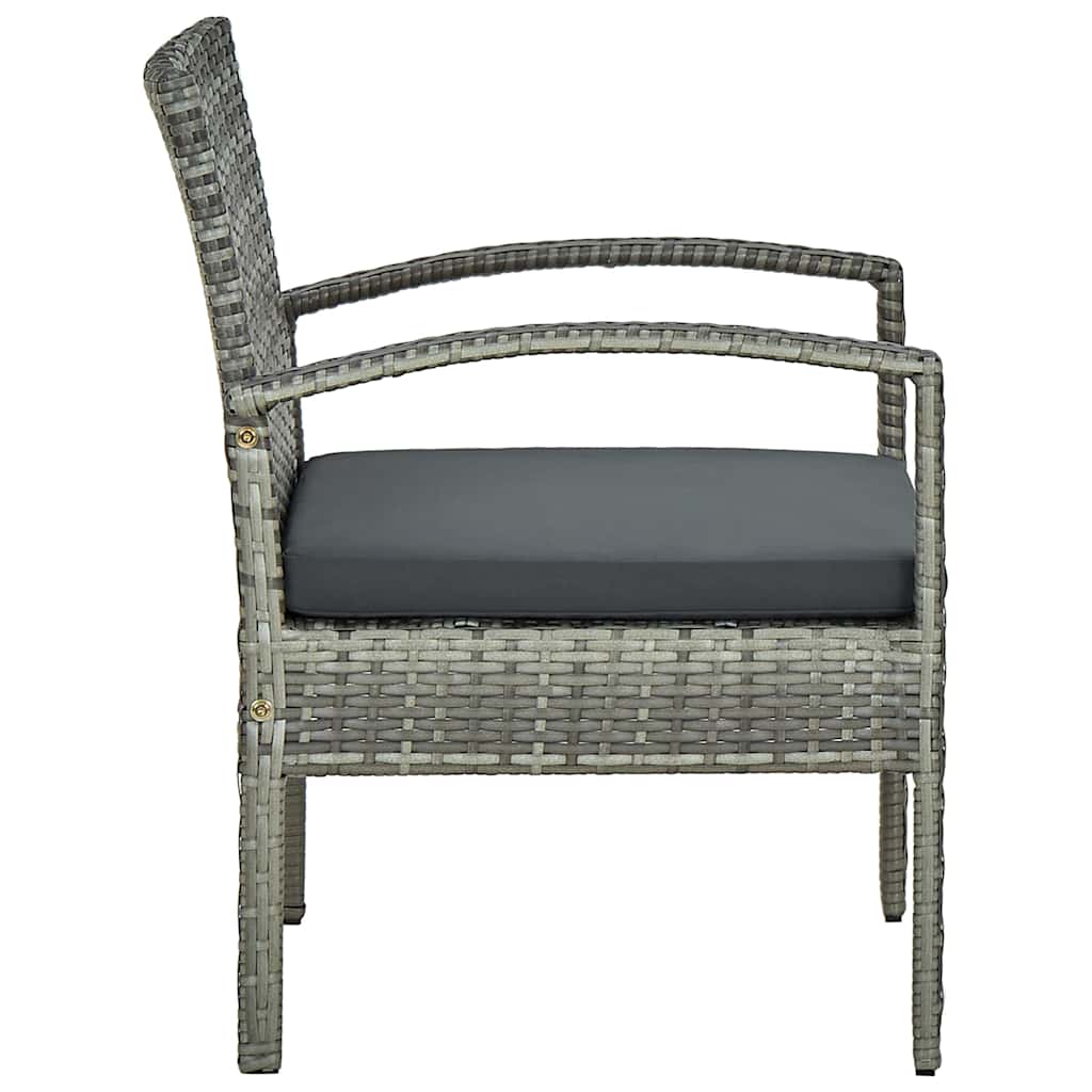 Vidaxl tuinstoel met kussen poly rattan grijs