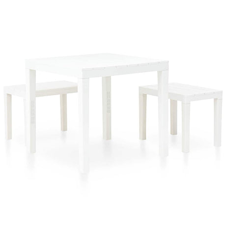 Vidaxl tuintafel met 2 banken kunststof wit