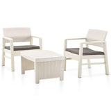 Vidaxl 3-delige loungeset kunststof wit