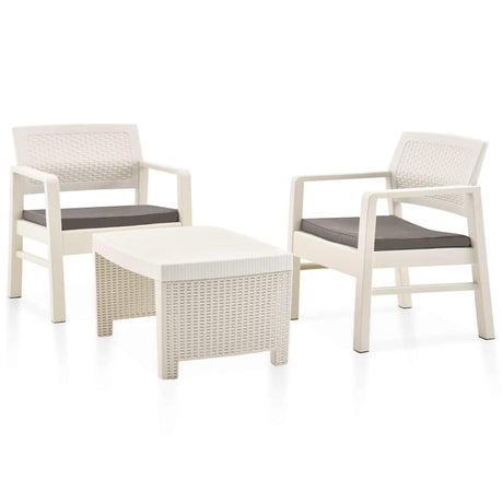 Vidaxl 3-delige loungeset kunststof wit