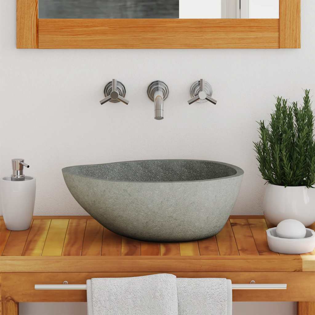 Vidaxl lavabo ovale (37-46) x (29-36) cm Stone de la rivière