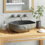 Vidaxl Washbasin Oval (45-53) X (34-41) CM River Stone