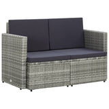 Vidaxl tuinbank 2-zits met kussens poly rattan grijs