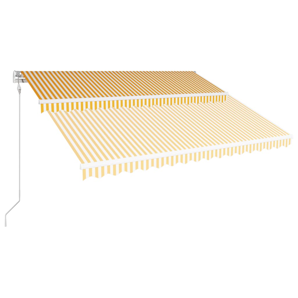 Vidaxl Luifel samodejno razširljiv 400x300 cm rumeno in belo