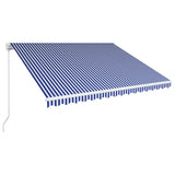 Vidaxl Luifel se extiende manualmente 450x300 cm azul y blanco