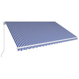 Vidaxl Luifel se extiende manualmente 500x300 cm azul y blanco