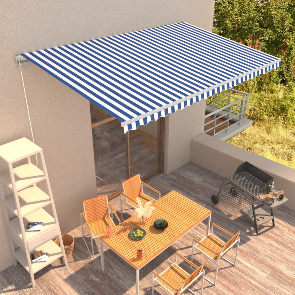 Vidaxl Luifel manually extends 500x300 cm blue and white