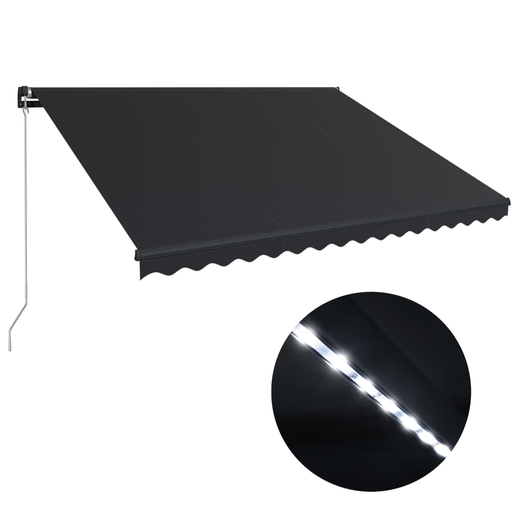 Vidaxl Luifel manually extendable with LED 400x300 cm anthracite