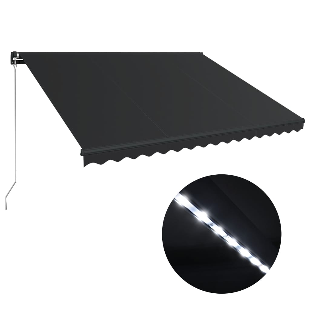 Vidaxl Luifel manuelt kan udvides med LED 450x300 cm antracit