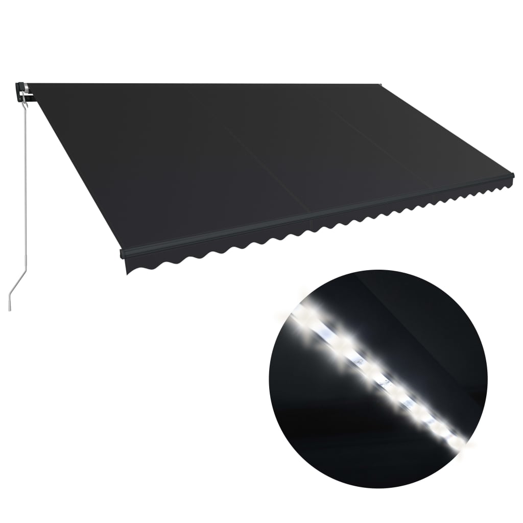 Vidaxl Luifel manually extendable with LED 600x300 cm anthracite