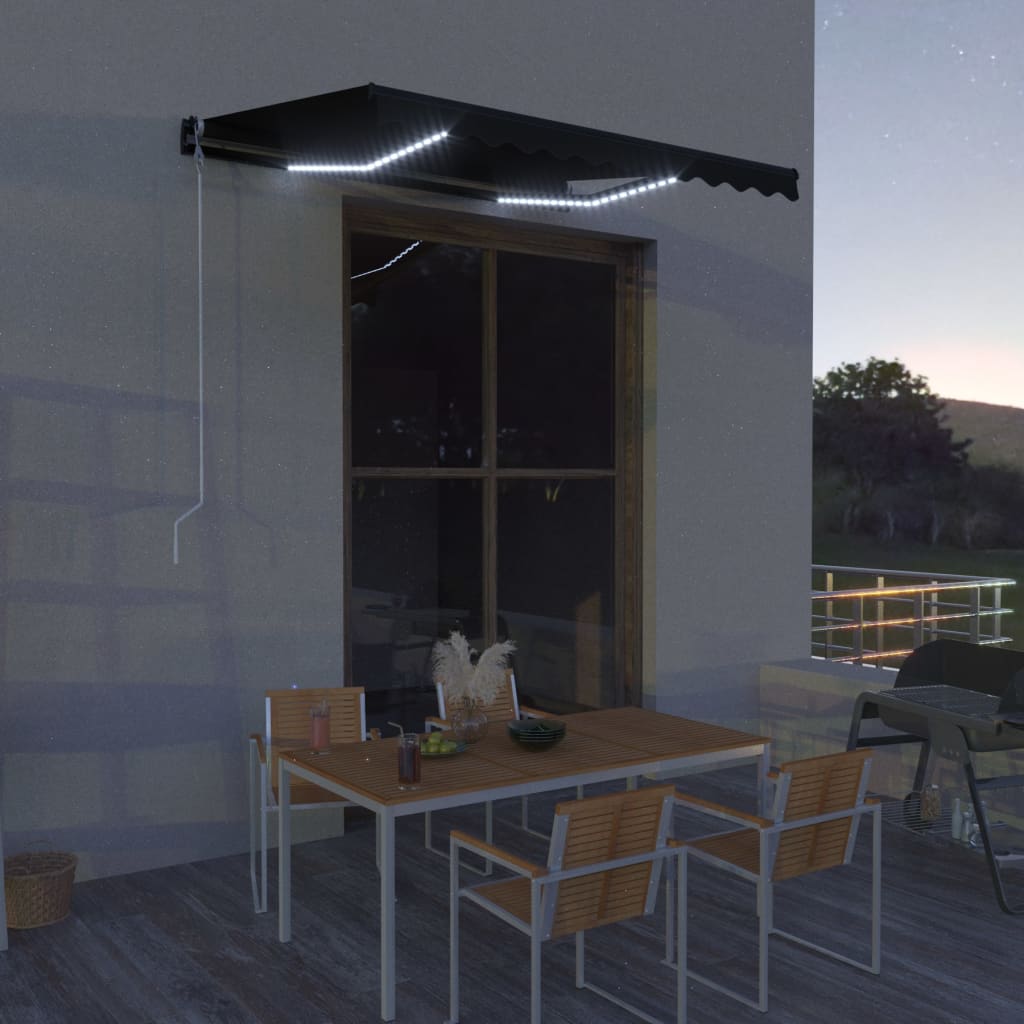 Vidaxl Luifel extensible con sensor de viento y antracita LED 300x250 cm