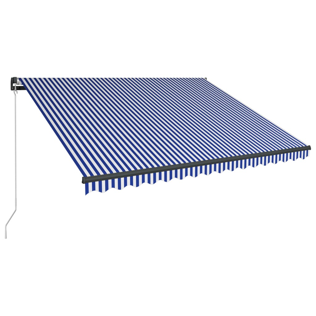 VidaXL Luifel handmatig uittrekbaar met LED 450x300 cm blauw en wit