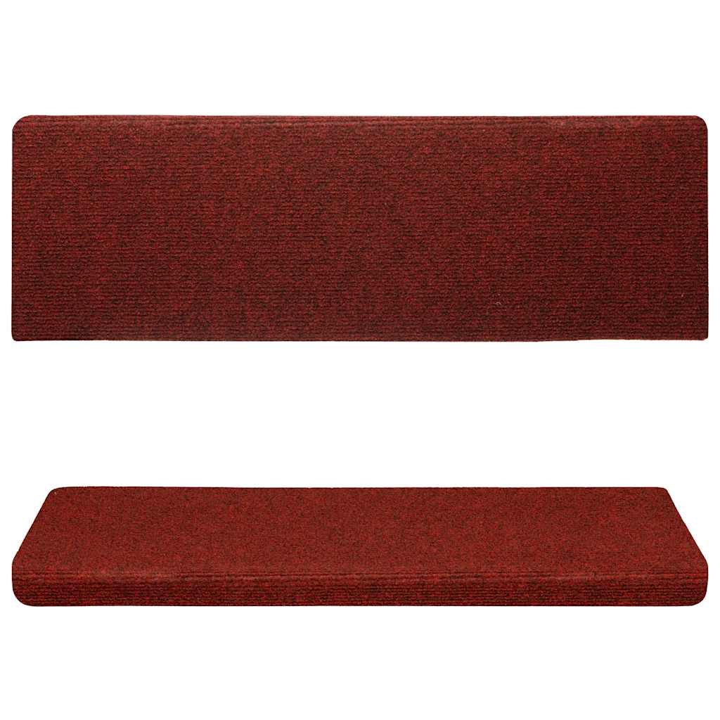 Vidaxl Treppenmatten Selbstadhäsiv 15 Teile 65x21x4 cm Bordeaux rote rechteckige Kante