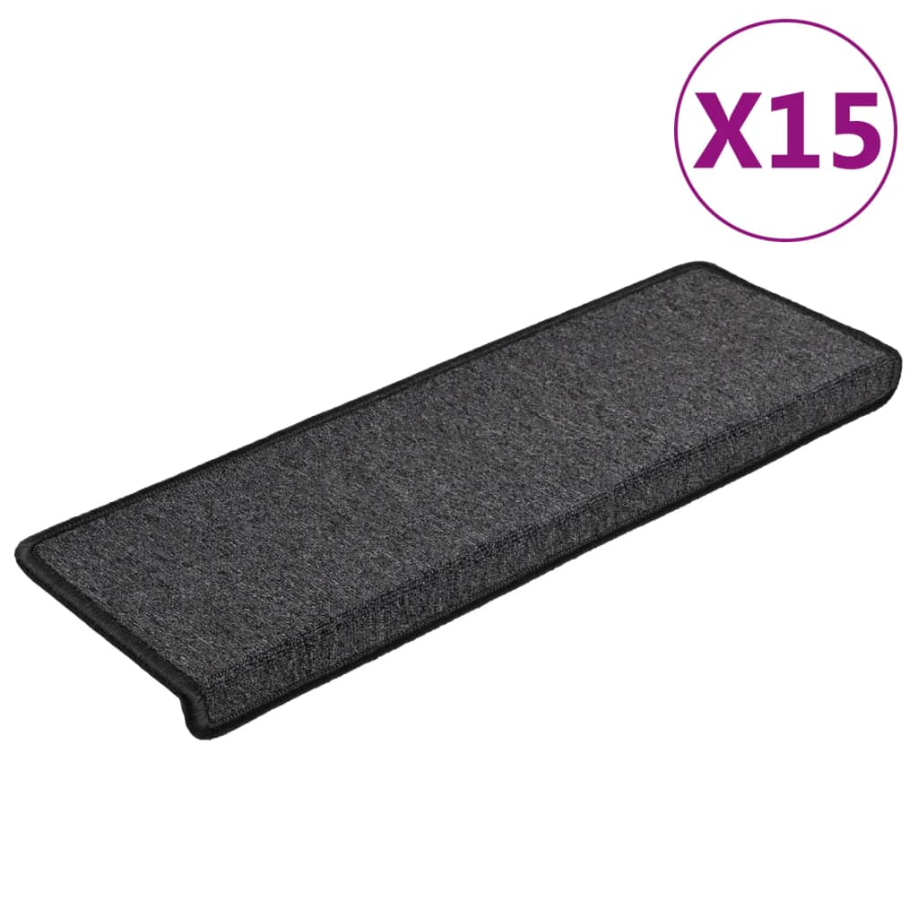 Vidaxl -Treppenmatten 15 ST 65x21x4 cm Anthrazit -Rechteckkante